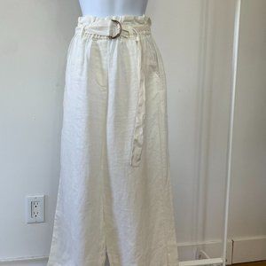 The Drop 100% Linen White Wide Leg Pants